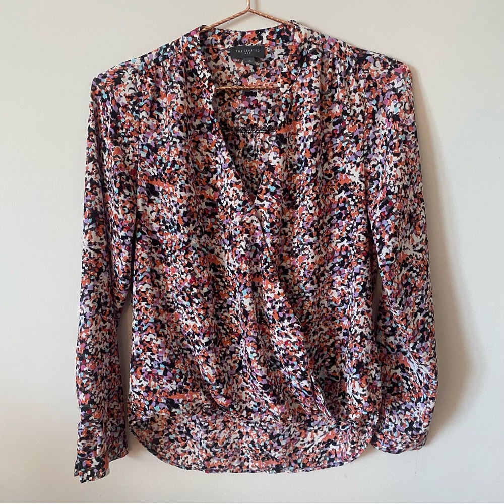 The Limited popover abstract print blouse
